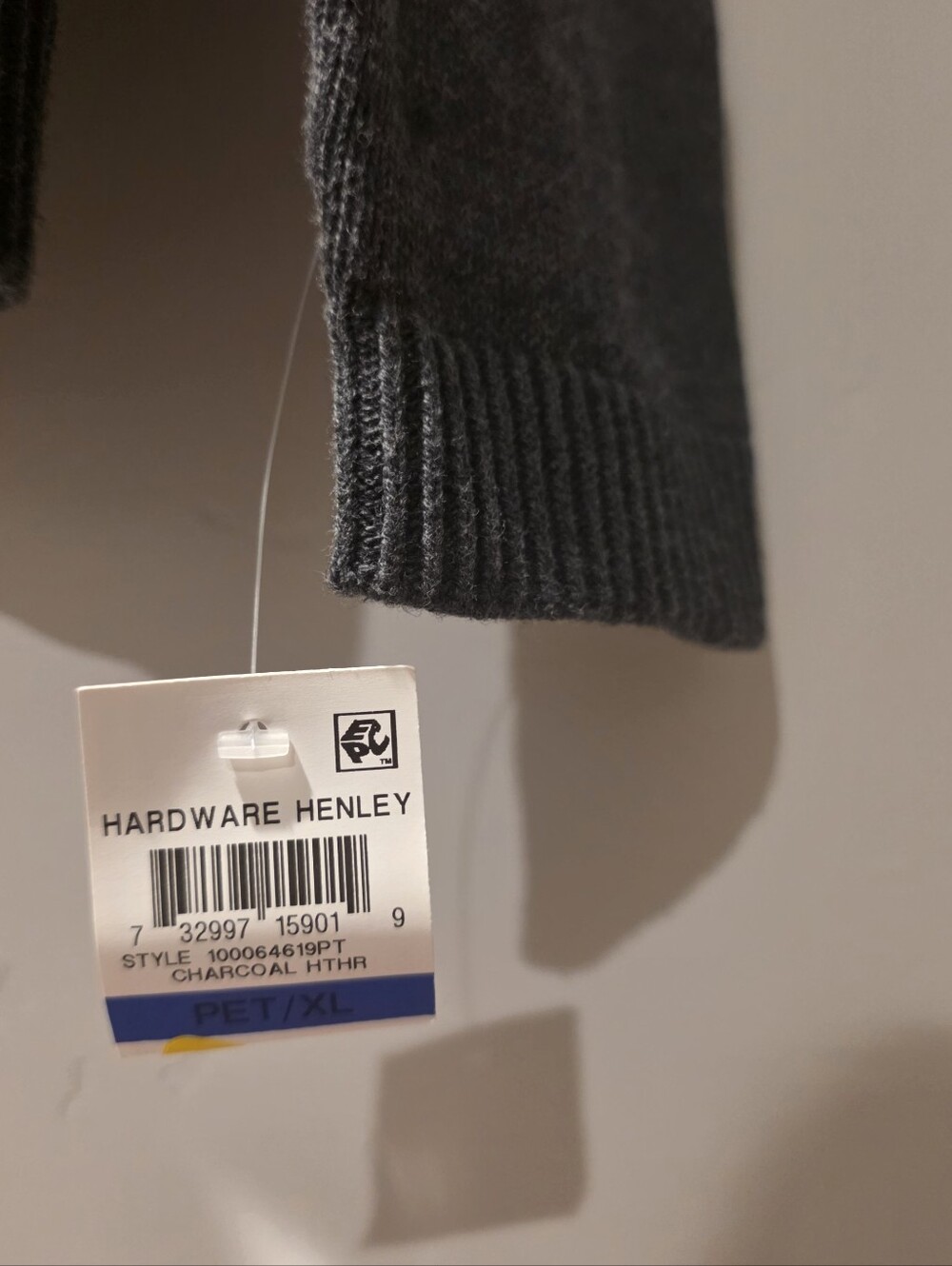 Karen Scott Hardware Henley Sweater Charcoal Heather Size PL NWT - Picture 4 of 9